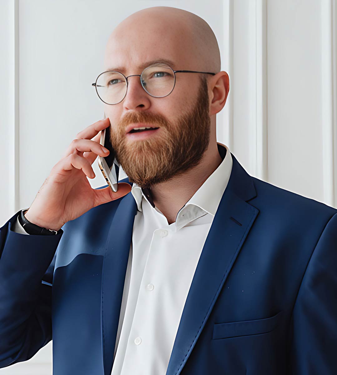 Man with Long Beard on Phone Man with Long Beard on Phone
